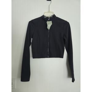 H&M Women’s Cropped Zip-Up Jacket Black Size S Activewear NWT
